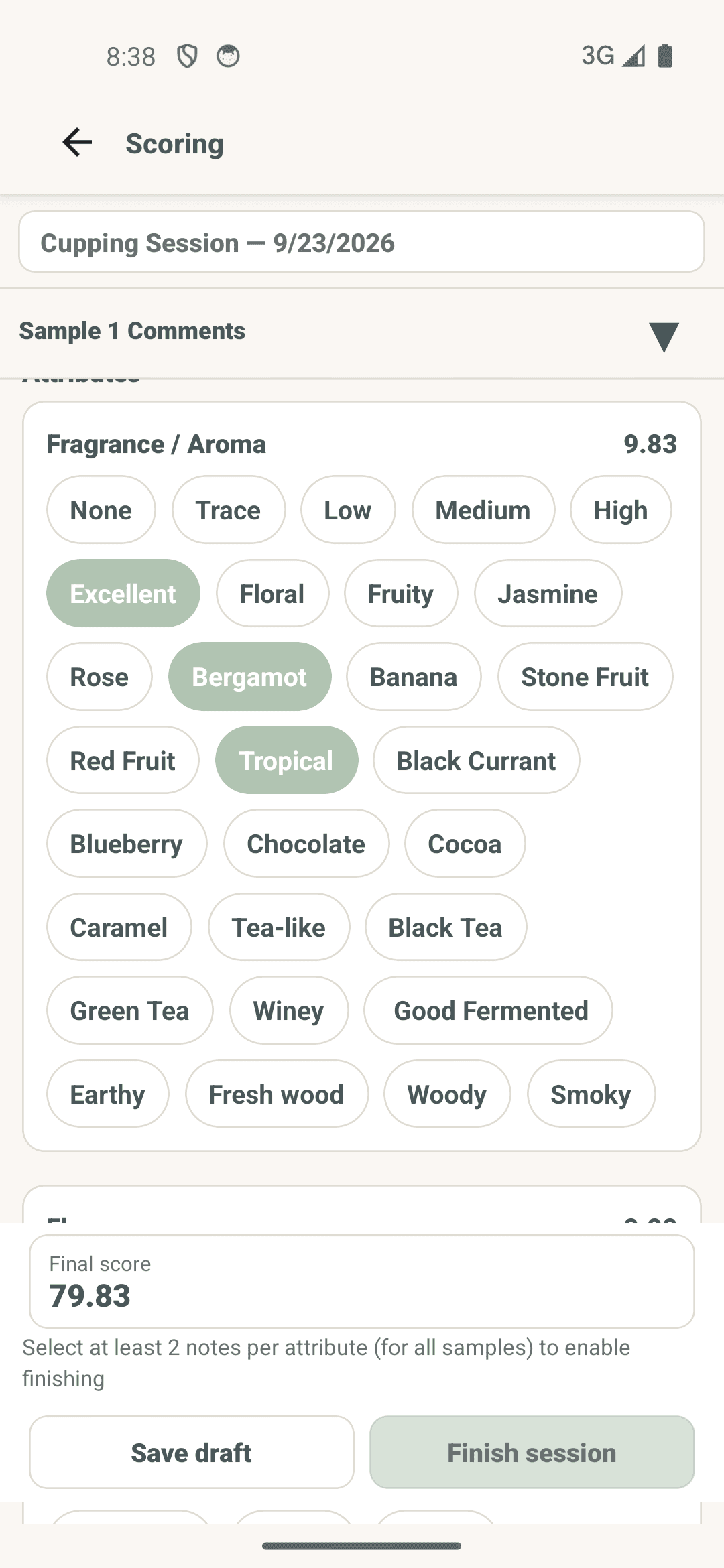 OneTwoCup notes-based evaluation mode